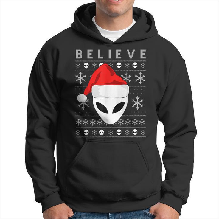 Alien Santa Christmas Believe Ugly Christmas Sweater Hoodie