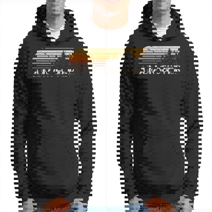 Alma Center Wi Vintage Evergreen Sunset Eighties Retro Hoodie