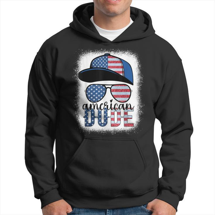 American Dude 4Th Of July Usa Flag Glasses American Family  Hoodie