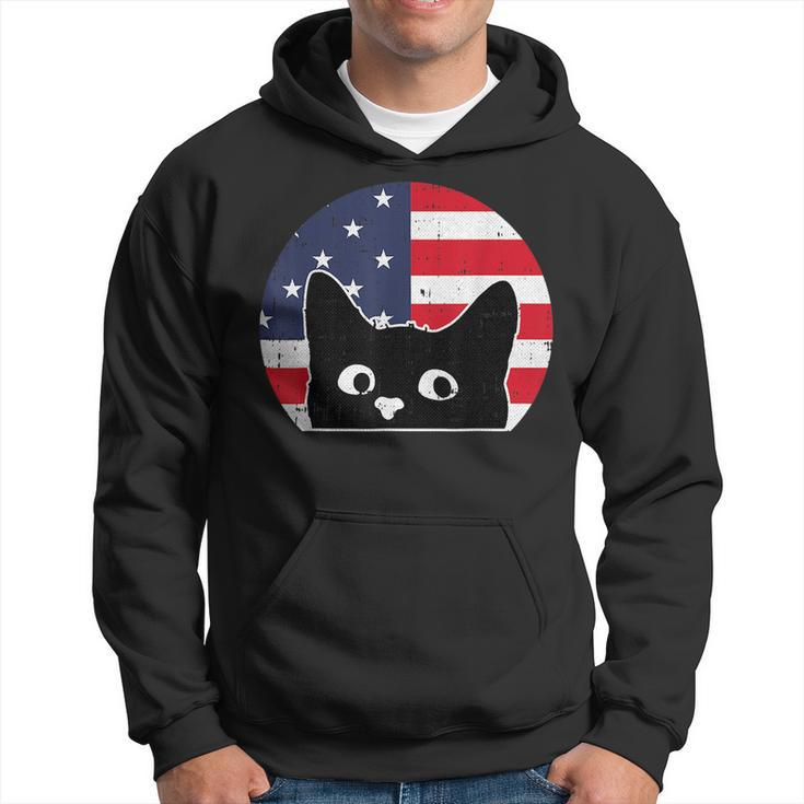 American Flag Cat 4Th Of July Kitten Patriotic Pet Lover  Hoodie