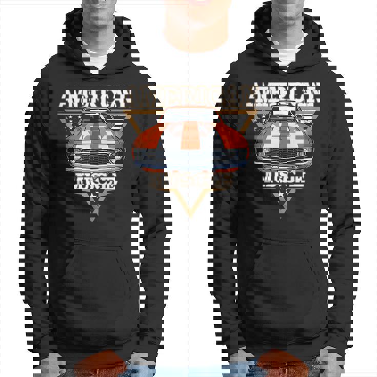 American Flag Vintage Muscle Car Hot Rod And Muscle Car Hoodie