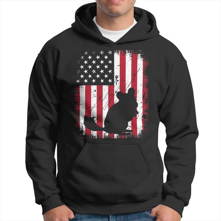 Animal Lover Vintage American Flag 4Th Of July Chinchilla Hoodie