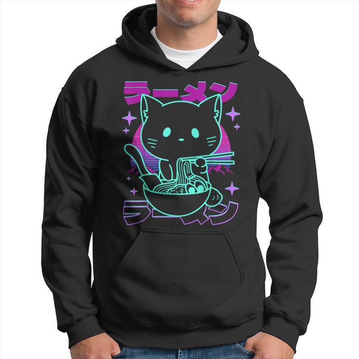 Anime Ramen Cat Retro Japanese Noodles Aesthetic Kawaii Cat Hoodie