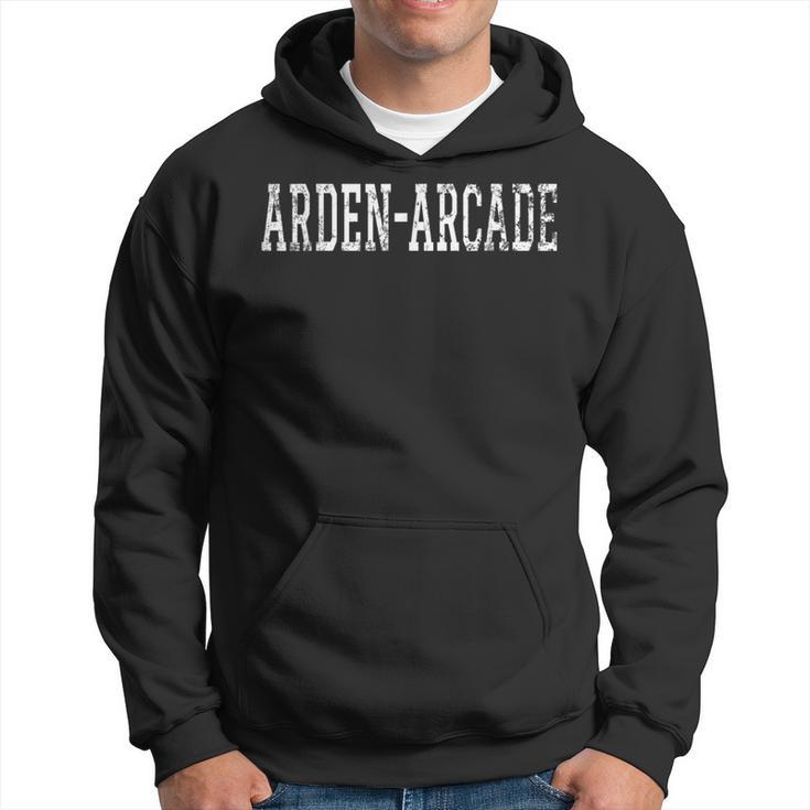 Arden-Arcade Vintage White Text Apparel Hoodie