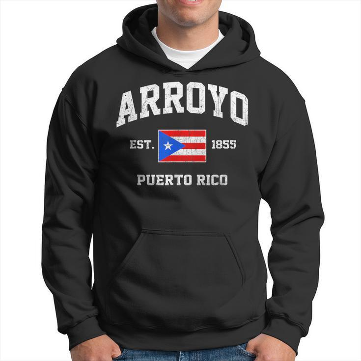 Arroyo Puerto Rico Vintage Boricua Flag Athletic Style Hoodie