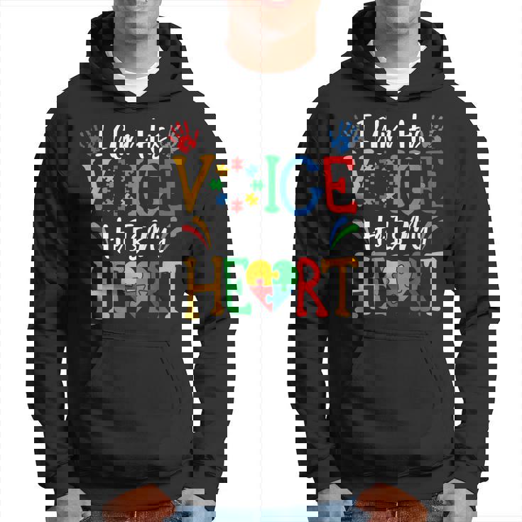 Autism I Am His Voice He Is My Heart Autism Awareness Month Hoodie