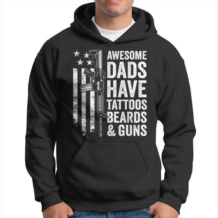Awesome Dads Have Tattoos Beards & Guns  Fathers Day Gun Hoodie