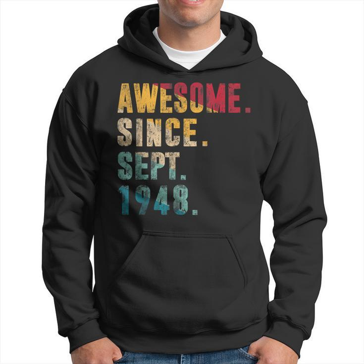 Awesome Since September 1948 75 Years Old 75Th Birthday Hoodie