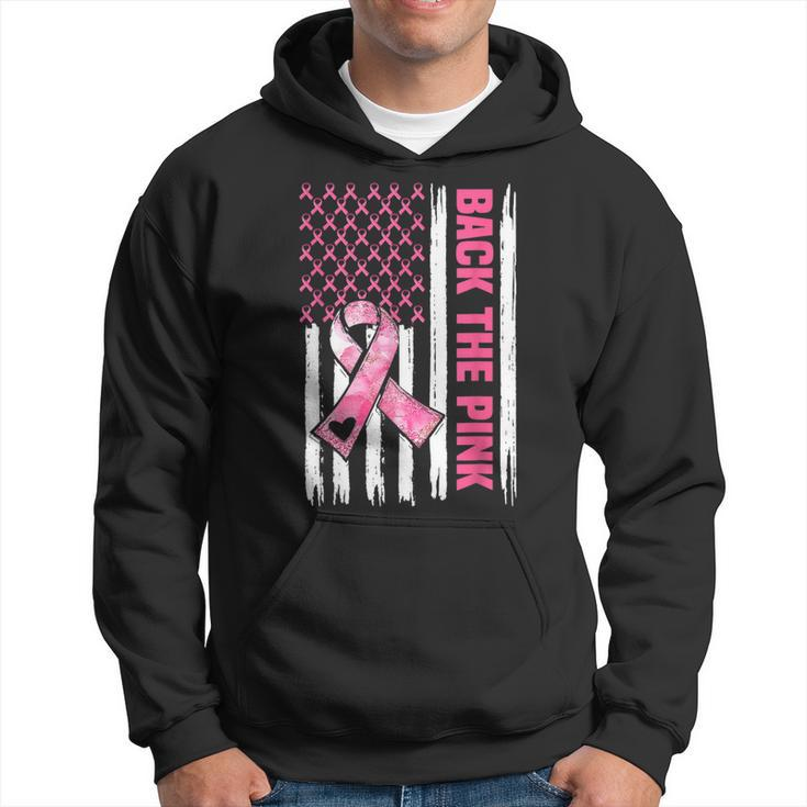 Back The Pink Warrior Flag American Breast Cancer Awareness Hoodie