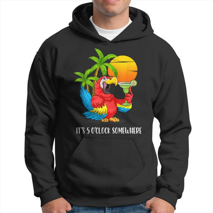Beach Vacation Drinking Parrot It's 5 O'clock Somewhere Hoodie