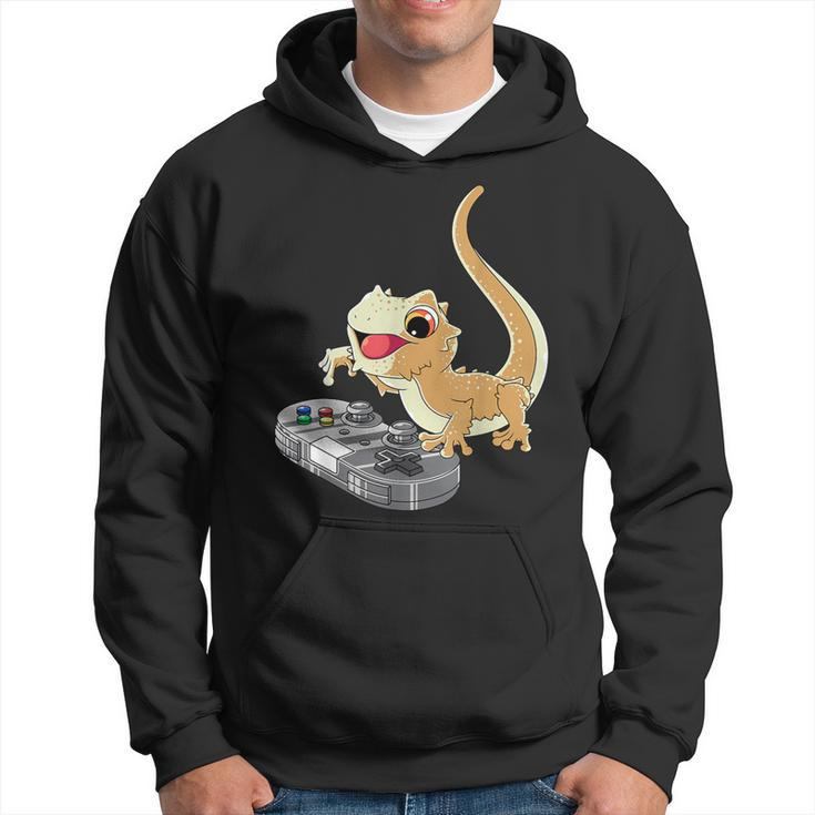 Bearded Dragon Playing Video Game Reptiles Pagona Gamers Hoodie