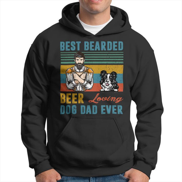 Beer Best Bearded Beer Loving Dog Dad Ever Border Collie Dog Love Hoodie