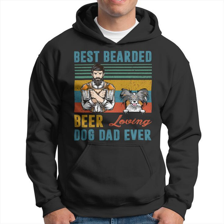 Beer Best Bearded Beer Loving Dog Dad Ever Papillon Dog Lover Hoodie