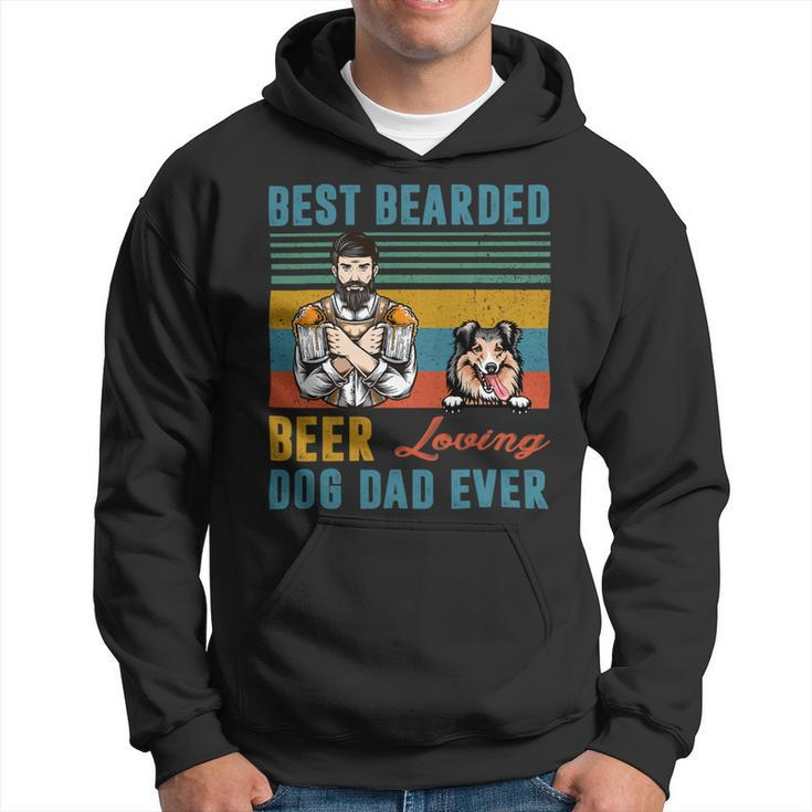 Beer Best Bearded Beer Loving Dog Dad Ever Shetland Sheepdog Hoodie