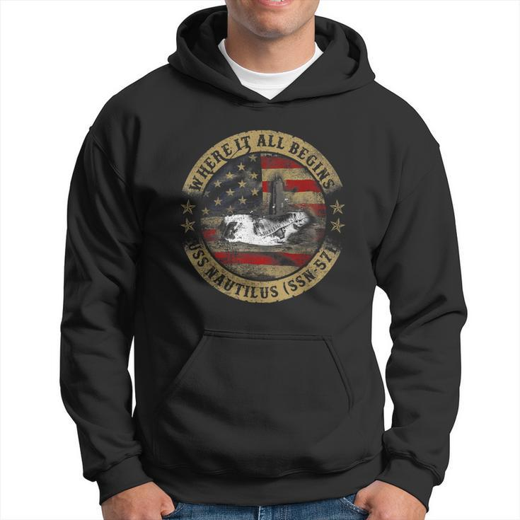Where It All Begins Uss Nautilus Ssn 571 Us Army Hoodie