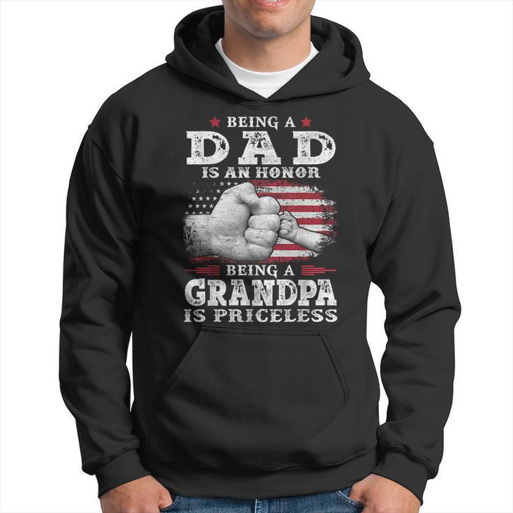 Being Dad Is An Honor Grandpa Is Priceless Flag First Pump Gift For Mens Hoodie