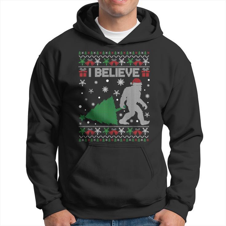 I Believe Big Foot Sasquatch Ugly Christmas Holiday Hoodie