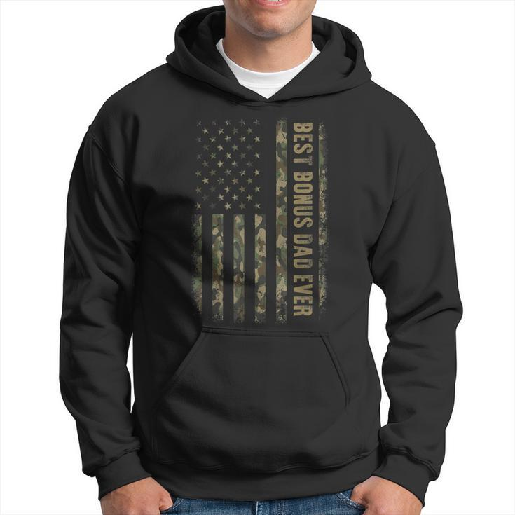 Best Bonus Dad Ever Camouflage American Flag Fathers Day  Hoodie