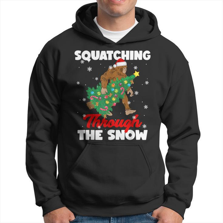 Bigfoot Squatching Through The Snow Sasquatch Christmas Xmas Hoodie