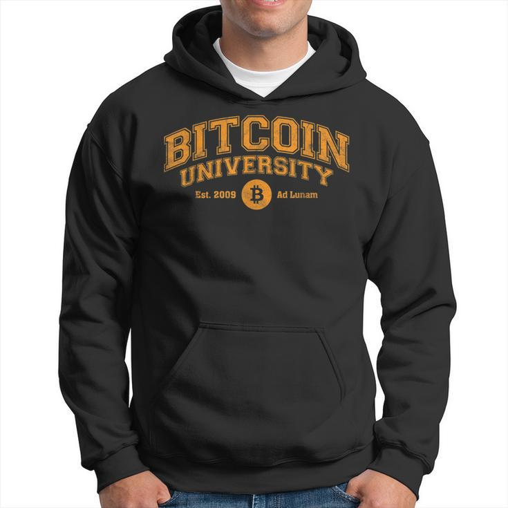 Bitcoin University To The Moon Funny Distressed College Btc Hoodie