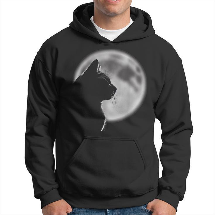 Black Cat In Front Of The Full Moon Moon Funny Gifts Hoodie