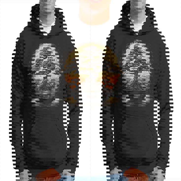 Bonsai Tree And The Rising Sun In Japan Design  Hoodie