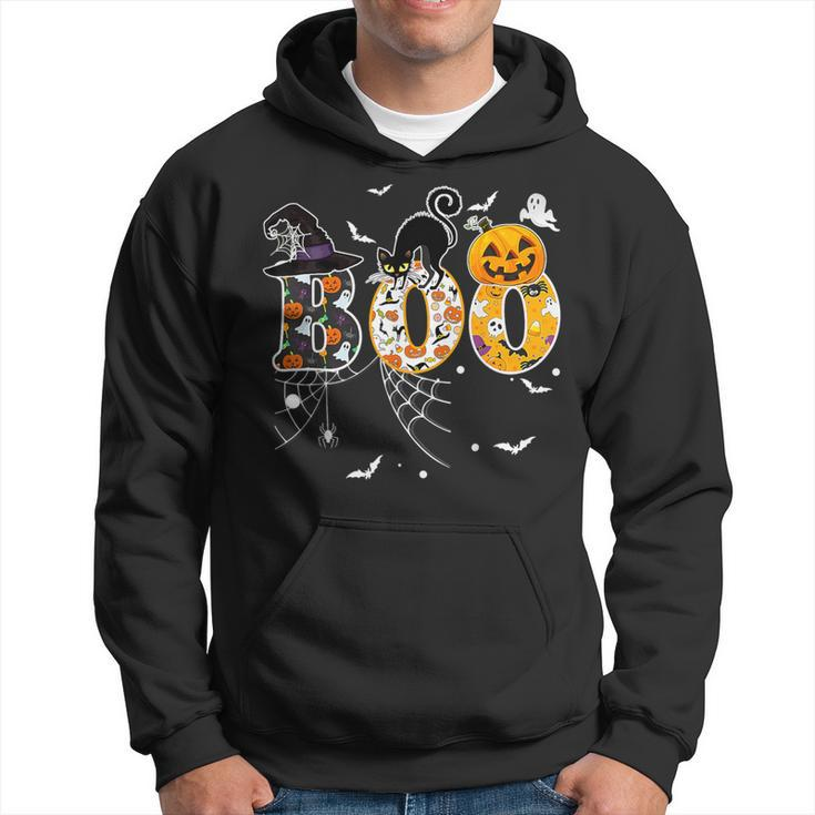 Boo With Spiders And Witch Hat Halloween Costume Hoodie