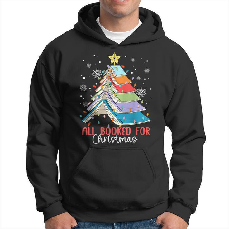 All Booked For Christmas Book Christmas Tree Lights Apparel Hoodie