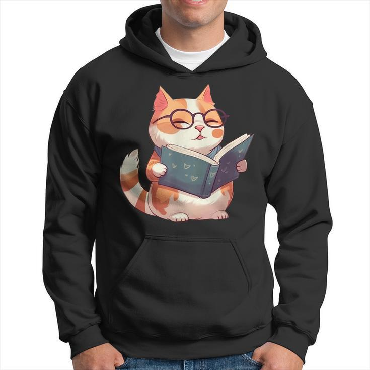 Bookish Cat With Glasses - Cute & Intellectual Design  Hoodie