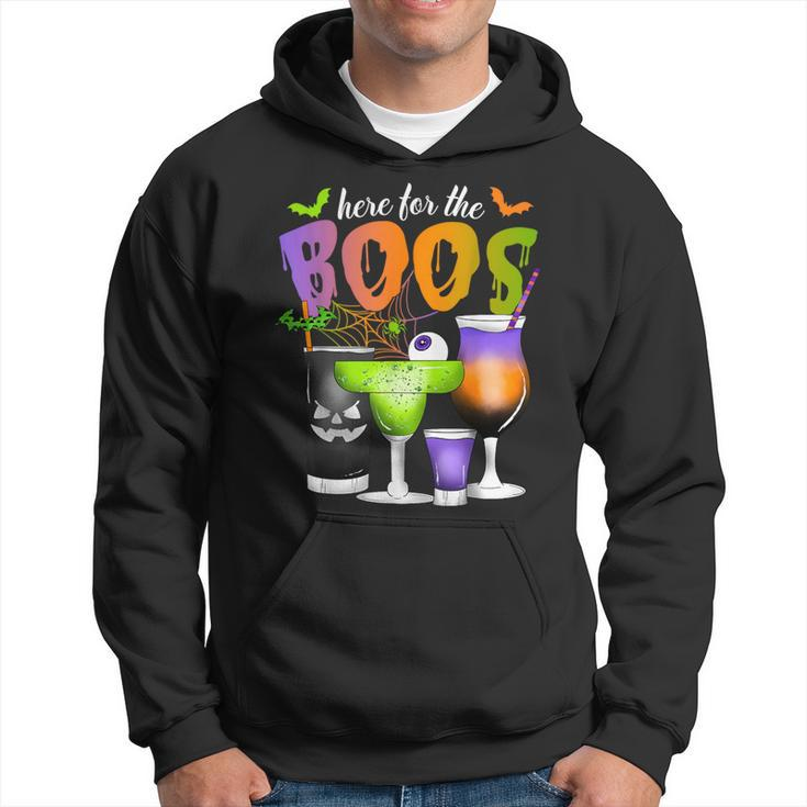Here For The Boos Halloween Scary Glasses Drinking Spooky Hoodie