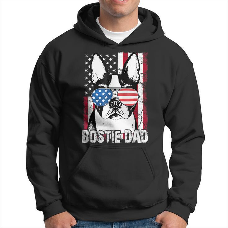 Bostie Dad Boston Terrier Fathers Day Usa Flag Gift 4Th July  Hoodie
