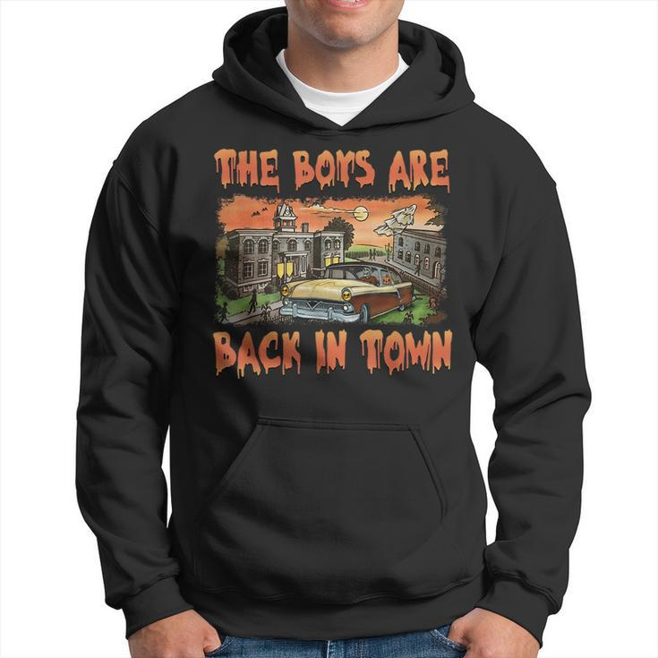 The Boys Are Back In Town Scary Halloween Town Spooky Season Hoodie