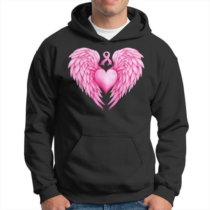 Breast Cancer Awareness Warrior Pink Ribbon Heart Wings Hoodie