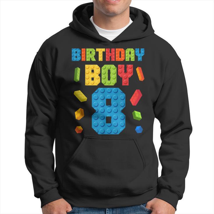 Building Bricks 8Th Birthday Boy 8 Eight Year Master Builder Hoodie