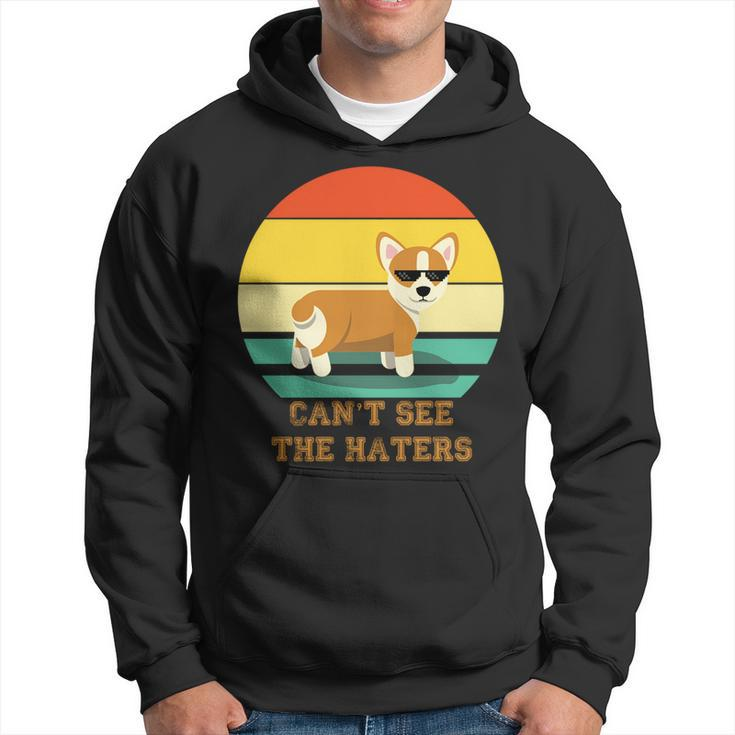 Cant See The Haters Corgi Doge Meme Pixel Glasses Dog Owner Hoodie