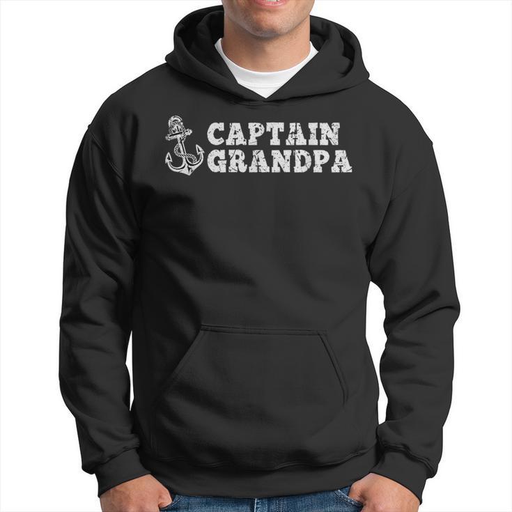 Captain Grandpa Sailing Boating Vintage Boat Anchor Funny Hoodie