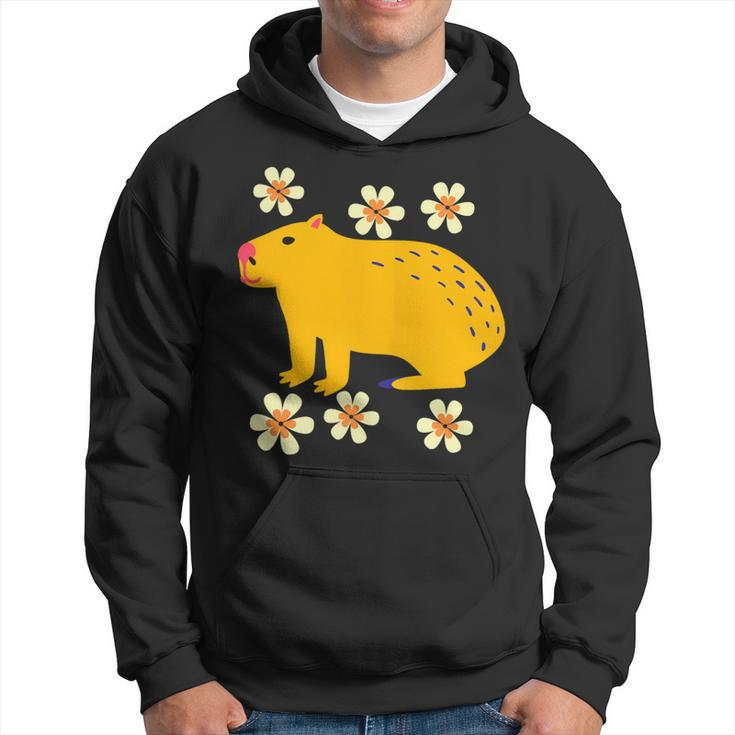 Capybara Flower Lovers Funny Animal Pet Cute Cartoon Comic Hoodie