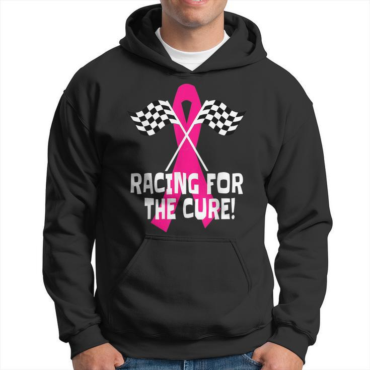 Car Races Racing For A Cure Pink Ribbon Breast Cancer Racing Funny Gifts Hoodie
