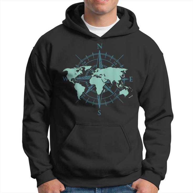 Cartography Traveler Travelling Compass World Map Hoodie