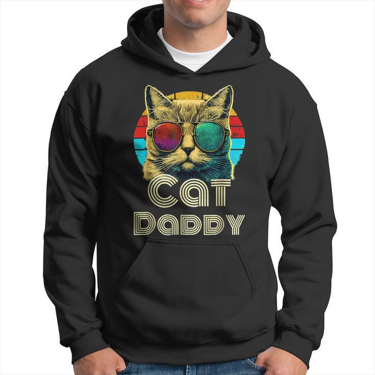 Cat Daddy Cat Dad Sunglasses 80S 90S Vintage Father Day  Cat Dad Funny Gifts Hoodie