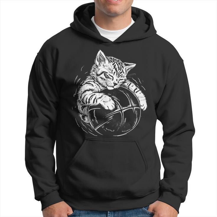 Cat Player Sleeping On A Basketball Kitties Pet Lover Basketball Funny Gifts Hoodie