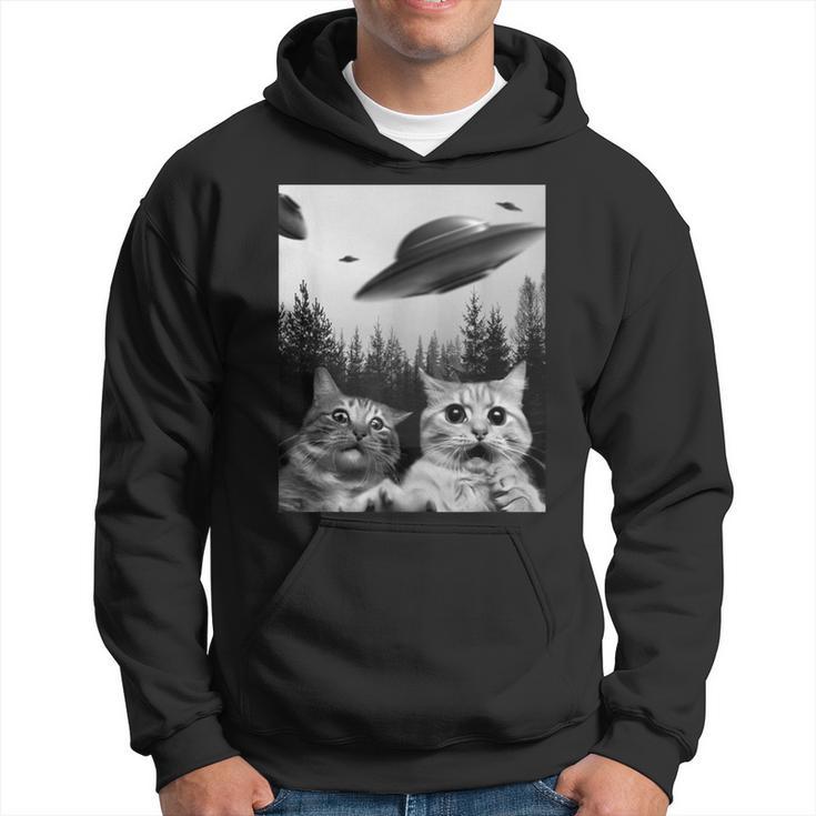 Cat Selfie With Alien Ufo Spaceship Cat Lovers Hoodie