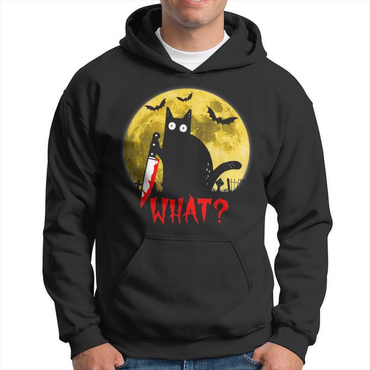 Cat What Murderous Black Cat Holding Knife Funny Halloween  Hoodie