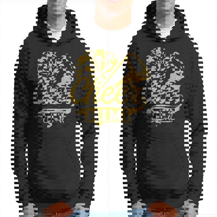 Cheer Mimi Biggest Fan Cheerleader Black Yellow Gold Pom Pom Hoodie