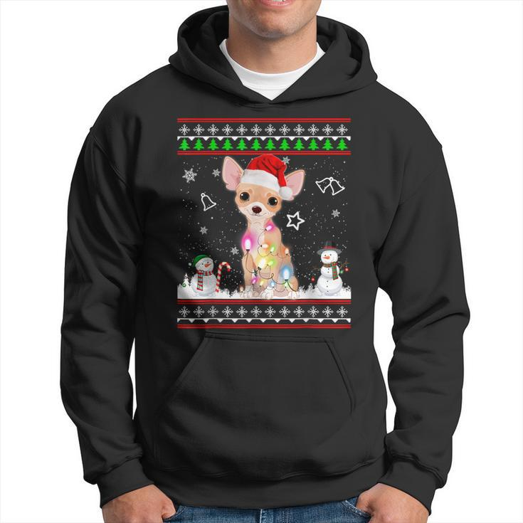Chihuahua Christmas Dog Light Ugly Sweater Short Sleeve Hoodie