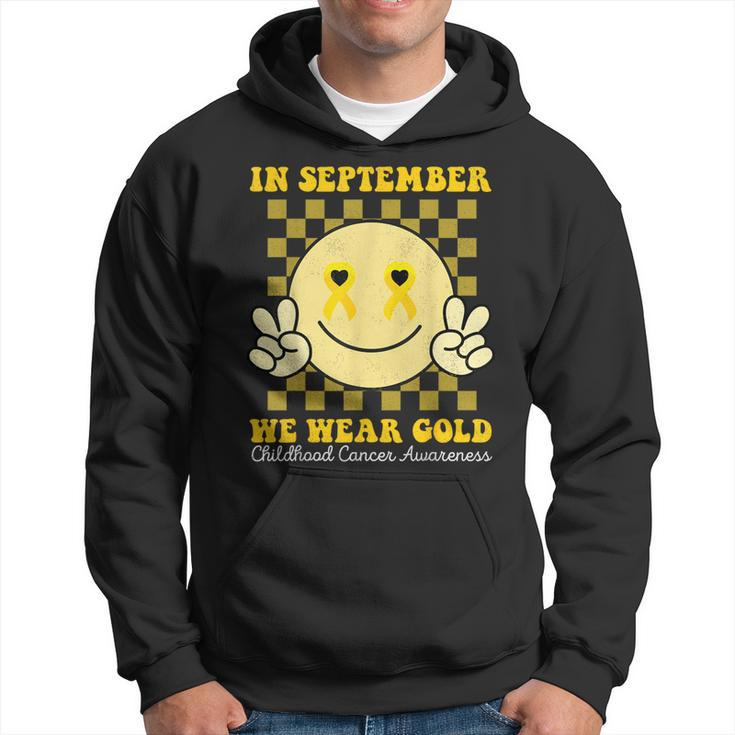 Childhood Cancer Awareness Face In September We Wear Gold Hoodie