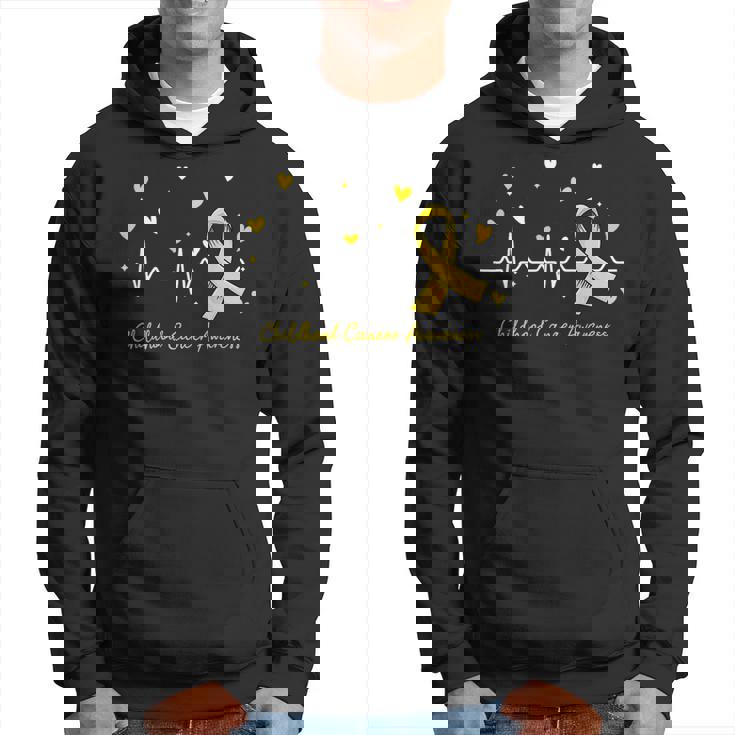 Childhood Cancer Awareness Heartbeat Gold Ribbon Hoodie