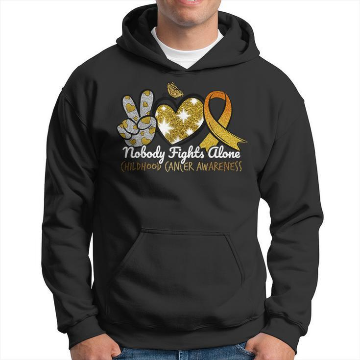 Childhood Cancer Awareness Nobody Fights Alone Support Hoodie