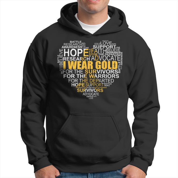Childhood Cancer Awareness I Wear Gold Heart Ribbon Hoodie