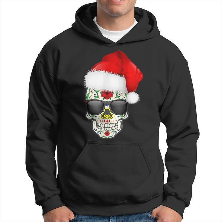 Christmas Hat Santa Day Of The Dead Sugar Skull Party Hoodie